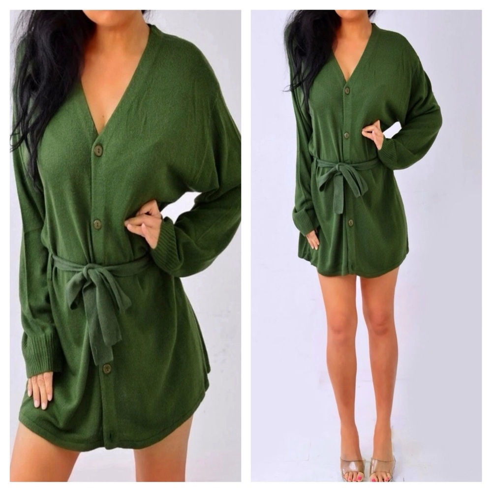 Green Women's Cardigan Sweater